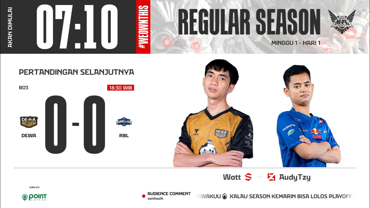 Hasil DEWA United vs Rebellion di MPL ID S13 Regular Season Minggu ke-1