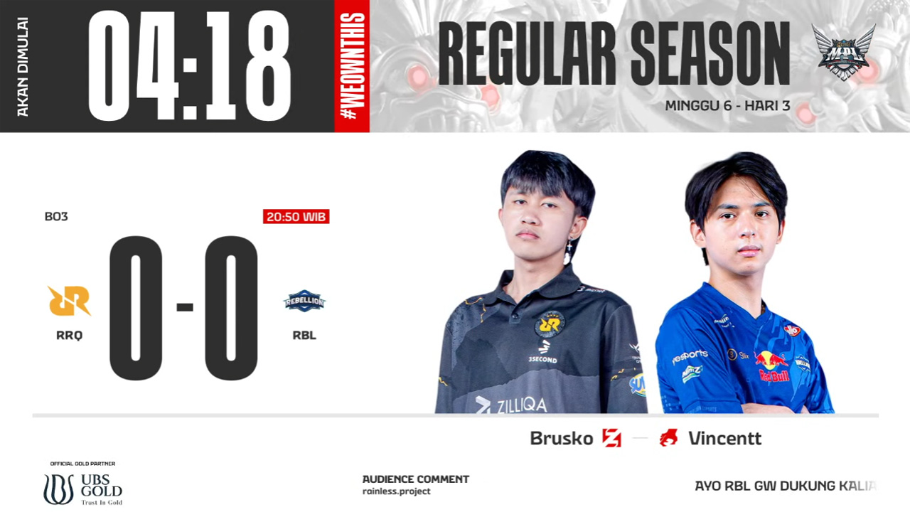 Hasil RRQ vs Rebellion di MPL ID S13 Regular Season Hari ke-3 Minggu ke-6