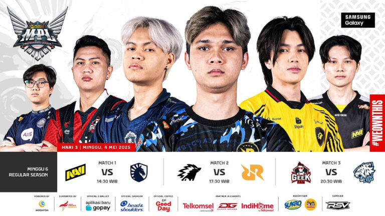 Hasil MPL ID S15 Day 3 Week 6: TLID vs NAVI, RRQ vs ONIC, EVOS vs GEEK