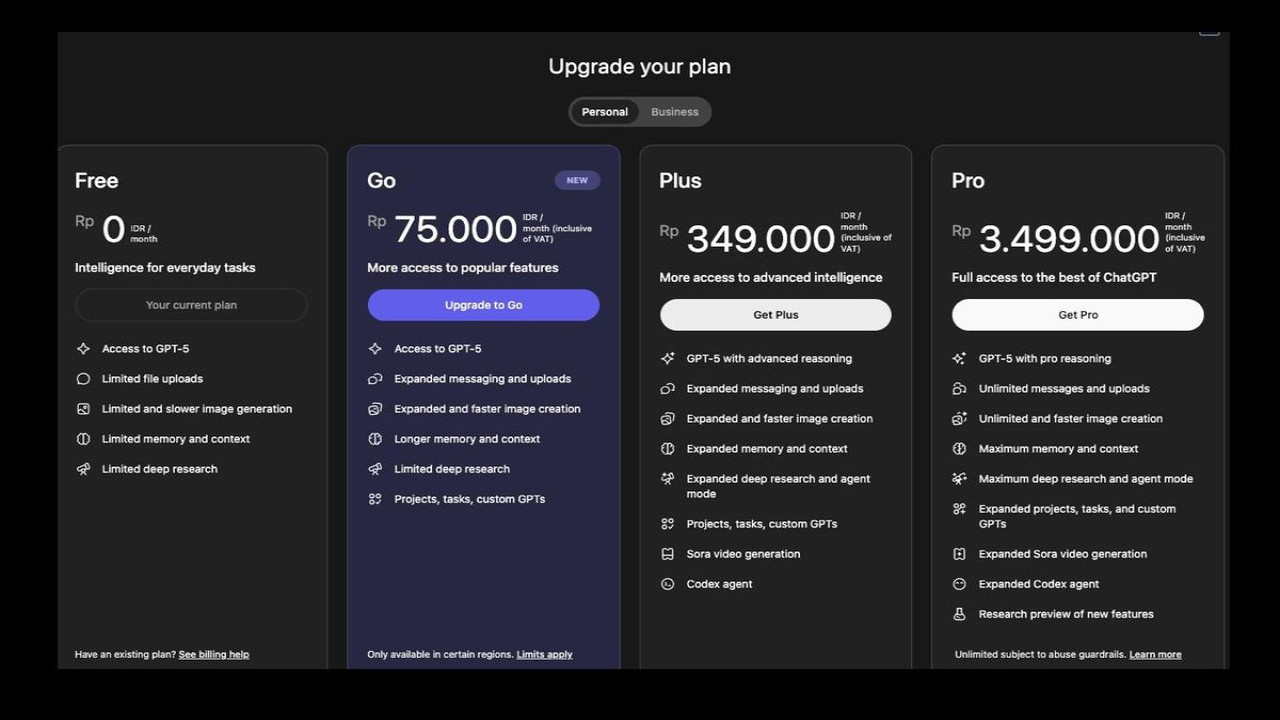 Langganan ChatGPT Go, Cuma Rp 75.000 per Bulan untuk Pengguna Indonesia!