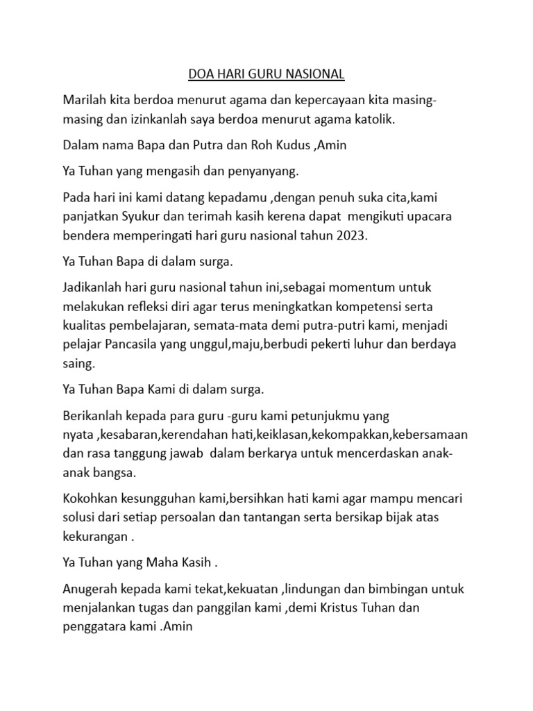 Doa Hari Guru Nasional 2025 yang Penuh Makna, Dibacakan di Sekolah Doa Hari Guru Nasional 2025 yang Penuh Makna, Dibacakan di Sekolah