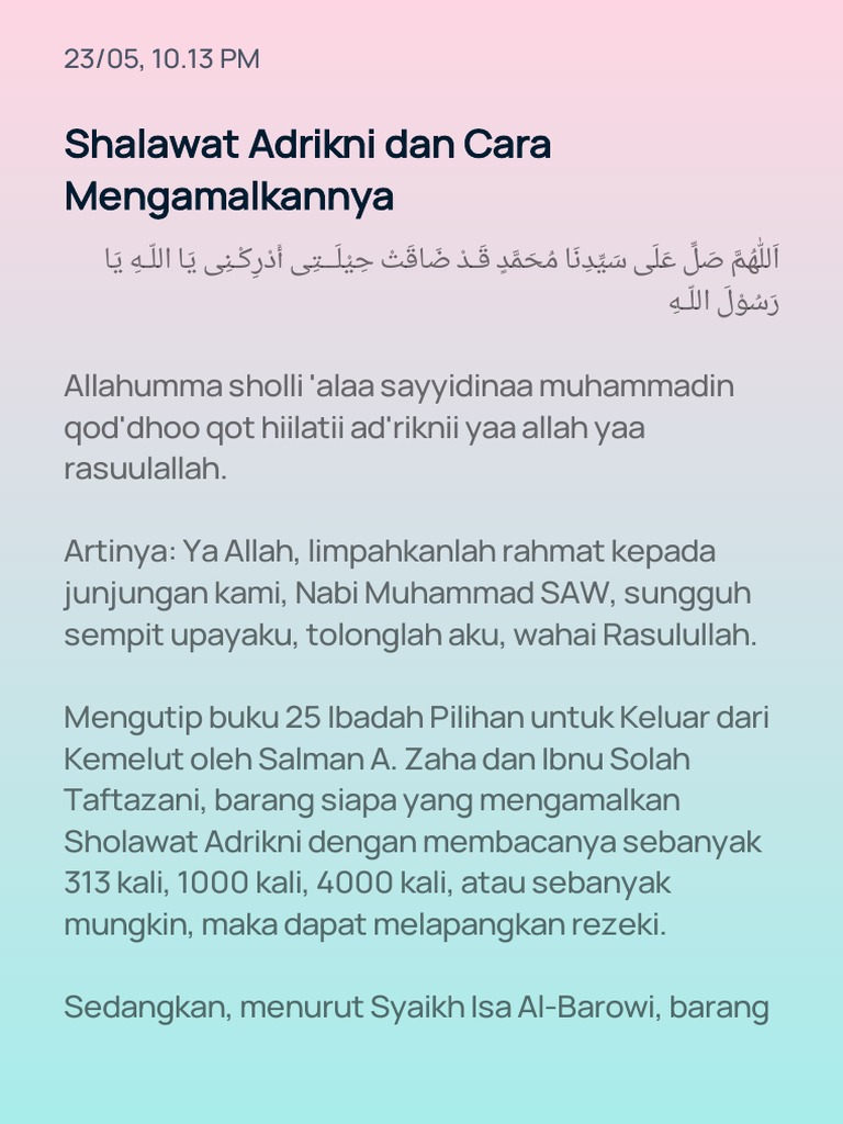 Sholawat Adrikni untuk Kekayaan: Cara Mengamalkannya Lengkap Sholawat Adrikni untuk Kekayaan: Cara Mengamalkannya Lengkap